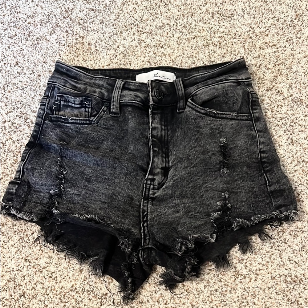 Black Distressed Denim Shorts